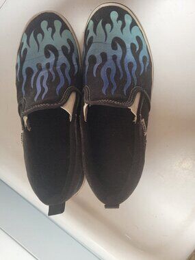 Vans Kids Youth Asher Slip-On Flame Shoes Size 5.5